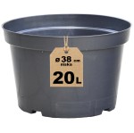 Doniczka produkcyjna niska 20L 38cm RL20 na choinki rododendrony krzewy