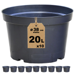Doniczki produkcyjne niskie 20L 38cm RL20 x10 na choinki drzewka krzewy