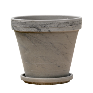 Donica ceramiczna na cmentarz BAZALT 24cm Z PODSTAWKĄ ogrodowa i nagrobna