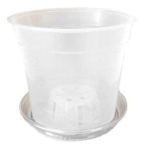Doniczka do storczyka przeźroczysta 17cm 2L Teku MCO-17 z podstawką